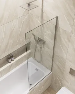 Шторка на ванну в профиле by Deonria C-140-60-8-T-HM 60см хром матовый/прозрачный